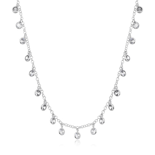 Choker Colorida em Prata com Pedrinhas Coloridas Penduradas